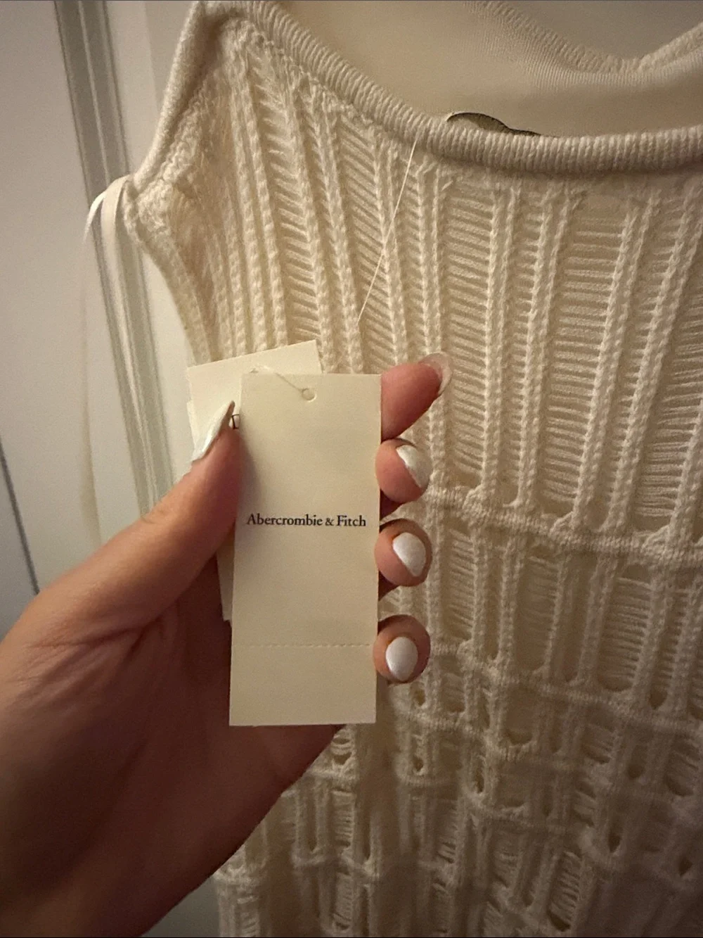 Abercrombie & Fitch Cream Crochet Maxi Dress